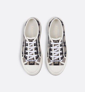 Walk'n'Dior Platform Sneaker • Deep Blue and Beige Embroidered Cotton with Macrocannage Motif