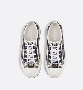 Walk'n'Dior Platform Sneaker • Deep Blue and Beige Embroidered Cotton with Macrocannage Motif