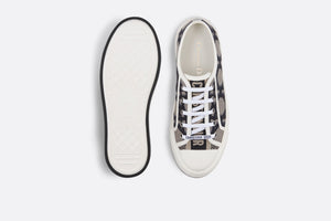Walk'n'Dior Platform Sneaker • Deep Blue and Beige Embroidered Cotton with Macrocannage Motif