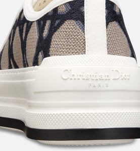 Walk'n'Dior Platform Sneaker • Deep Blue and Beige Embroidered Cotton with Macrocannage Motif