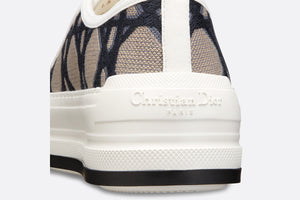Walk'n'Dior Platform Sneaker • Deep Blue and Beige Embroidered Cotton with Macrocannage Motif