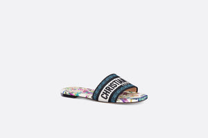 Dway Slide • White Multicolor Embroidered Cotton with Toile de Jouy Fantastica Motif