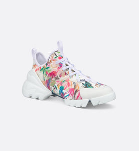 D-Connect Sneaker • White Multicolor Toile de Jouy Fantastica Printed Technical Fabric