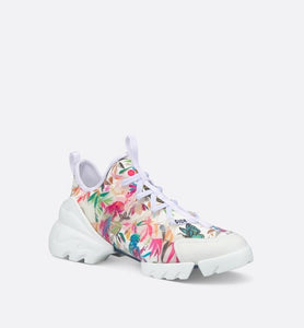 D-Connect Sneaker • White Multicolor Toile de Jouy Fantastica Printed Technical Fabric