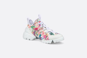 D-Connect Sneaker • White Multicolor Toile de Jouy Fantastica Printed Technical Fabric