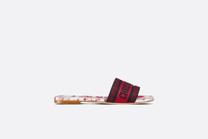 Dway Slide • White and Red Embroidered Cotton with Le Cœur des Papillons Motif