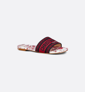 Dway Slide • White and Red Embroidered Cotton with Le Cœur des Papillons Motif