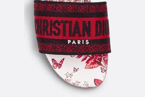 Dway Slide • White and Red Embroidered Cotton with Le Cœur des Papillons Motif