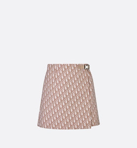 Skort • Melocoton Pink Technical Taffeta Jacquard with Dior Oblique Motif