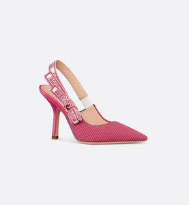 J'Adior Slingback Pump • Passion Pink Embroidered Cotton