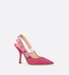 J'Adior Slingback Pump • Passion Pink Embroidered Cotton