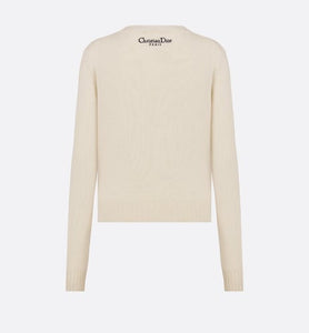 Embroidered Sweater • Ecru and Red Cashmere Knit with Le Cœur des Papillons Motif