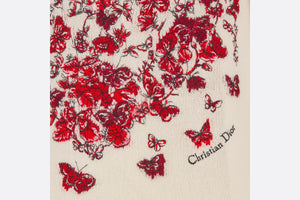 Embroidered Sweater • Ecru and Red Cashmere Knit with Le Cœur des Papillons Motif