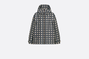 Macrocannage Waterproof Hooded Jacket • Navy Blue Technical Taffeta
