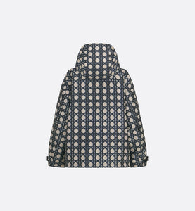 Macrocannage Waterproof Hooded Jacket • Navy Blue Technical Taffeta