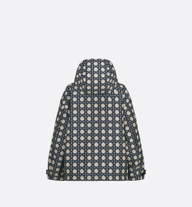 Macrocannage Waterproof Hooded Jacket • Navy Blue Technical Taffeta
