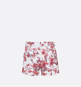 Shorts • White Cotton Denim with Red Toile de Jouy Mexico Motif