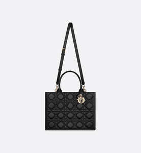 Medium Dior Book Tote • Black Macrocannage Calfskin (36.5 x 28 x 17.5 cm)