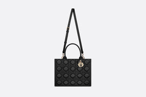 Medium Dior Book Tote • Black Macrocannage Calfskin (36.5 x 28 x 17.5 cm)