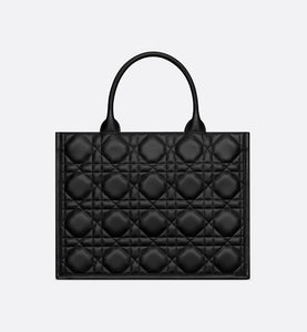 Medium Dior Book Tote • Black Macrocannage Calfskin (36.5 x 28 x 17.5 cm)
