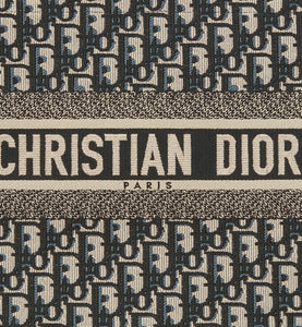 Medium Dior Book Tote • Blue Dior Oblique Embroidery and Calfskin (36.5 x 28 x 17.5 cm)
