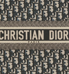 Medium Dior Book Tote • Blue Dior Oblique Embroidery and Calfskin (36.5 x 28 x 17.5 cm)