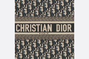 Medium Dior Book Tote • Blue Dior Oblique Embroidery and Calfskin (36.5 x 28 x 17.5 cm)