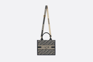 Small Dior Book Tote • Blue Dior Oblique Embroidery and Calfskin (26.5 x 21 x 14 cm)