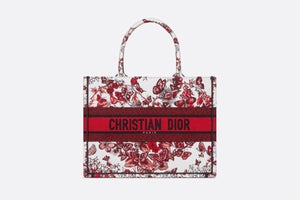 Medium Dior Book Tote • White and Red Le Cœur des Papillons Embroidery (36 x 27.5 x 16.5 cm)