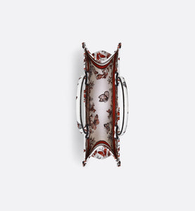 Medium Dior Book Tote • White and Red Le Cœur des Papillons Embroidery (36 x 27.5 x 16.5 cm)