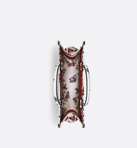 Medium Dior Book Tote • White and Red Le Cœur des Papillons Embroidery (36 x 27.5 x 16.5 cm)