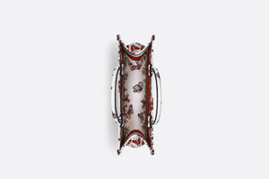 Medium Dior Book Tote • White and Red Le Cœur des Papillons Embroidery (36 x 27.5 x 16.5 cm)