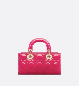 Small Lady D-Joy Bag • Passion Pink Patent Cannage Calfskin