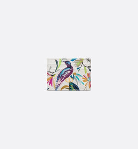 Dior Caro Five-Slot Card Holder • White Multicolor Calfskin with Toile de Jouy Fantastica Print