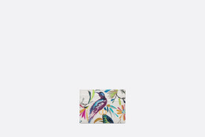 Dior Caro Five-Slot Card Holder • White Multicolor Calfskin with Toile de Jouy Fantastica Print
