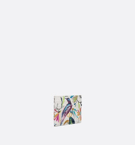 Dior Caro Five-Slot Card Holder • White Multicolor Calfskin with Toile de Jouy Fantastica Print