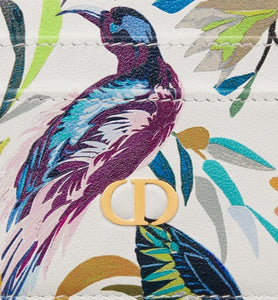 Dior Caro Five-Slot Card Holder • White Multicolor Calfskin with Toile de Jouy Fantastica Print