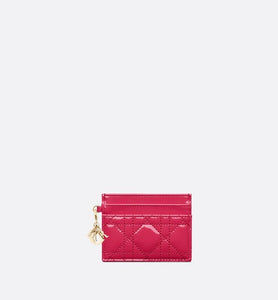 Lady Dior Five-Slot Card Holder • Passion Pink Patent Cannage Calfskin