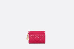 Lady Dior Five-Slot Card Holder • Passion Pink Patent Cannage Calfskin