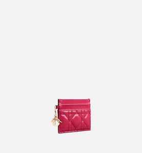 Lady Dior Five-Slot Card Holder • Passion Pink Patent Cannage Calfskin