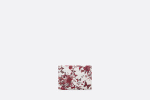 Dior Caro Five-Slot Card Holder • White and Red Calfskin with Le Cœur des Papillons Print