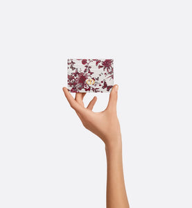 Dior Caro Five-Slot Card Holder • White and Red Calfskin with Le Cœur des Papillons Print