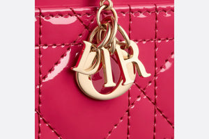 Lady Dior Five-Slot Card Holder • Passion Pink Patent Cannage Calfskin