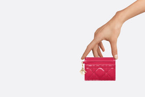 Lady Dior Five-Slot Card Holder • Passion Pink Patent Cannage Calfskin