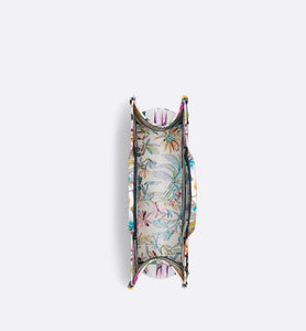 Large Dior Book Tote • White Multicolor Toile de Jouy Fantastica Embroidery (42 x 35 x 18.5 cm)