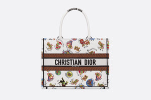 Medium Dior Book Tote • White Multicolor Dragon Zodiac Embroidery (36 x 27.5 x 16.5 cm)