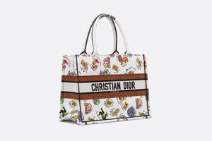 Medium Dior Book Tote • White Multicolor Dragon Zodiac Embroidery (36 x 27.5 x 16.5 cm)