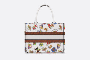 Medium Dior Book Tote • White Multicolor Dragon Zodiac Embroidery (36 x 27.5 x 16.5 cm)