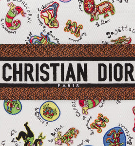 Medium Dior Book Tote • White Multicolor Dragon Zodiac Embroidery (36 x 27.5 x 16.5 cm)