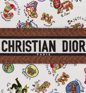Medium Dior Book Tote • White Multicolor Dragon Zodiac Embroidery (36 x 27.5 x 16.5 cm)